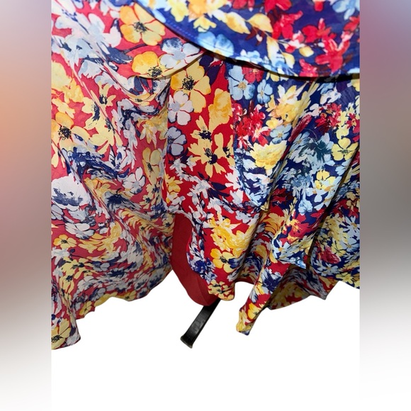 Lulus Radiant Ruby Red Floral Print Chiffon Maxi Dress sz Medium new nwt - Picture 6 of 16